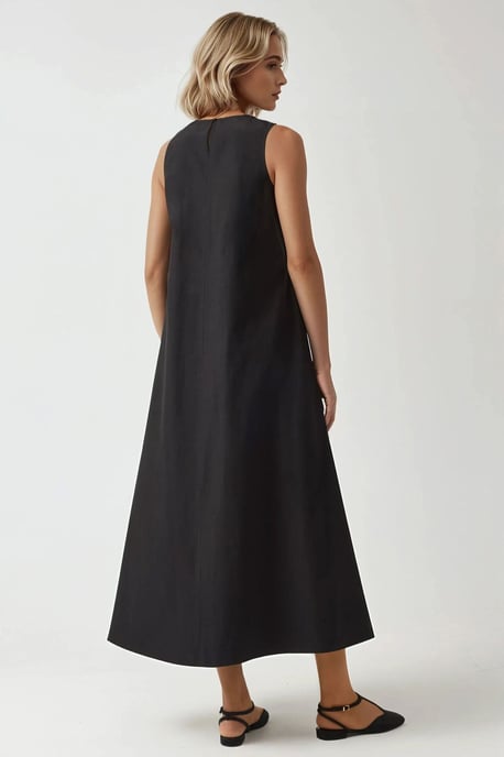 Mixray Collection Crew Neck Sleeveless A-Form Maxi Dress - Image 3
