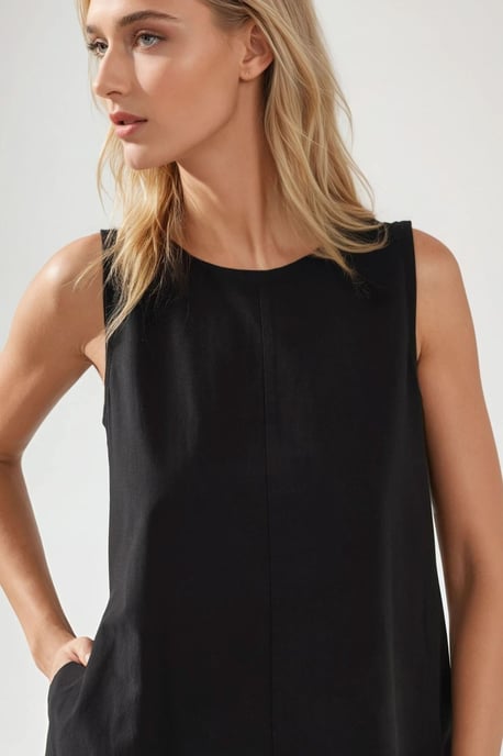 Mixray Collection Crew Neck Sleeveless A-Form Maxi Dress - Image 4