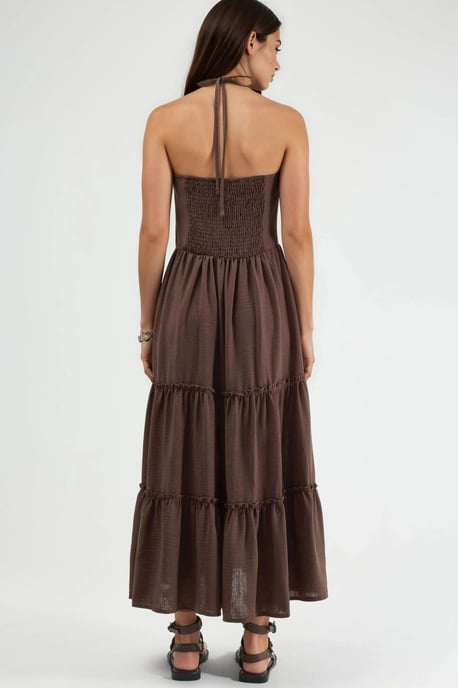 Rimpelige Halternek Maxi Jurk - Image 3