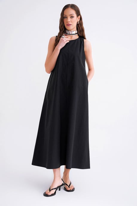 Relaxed Fit Maxi Dress with Pockets - Image 3