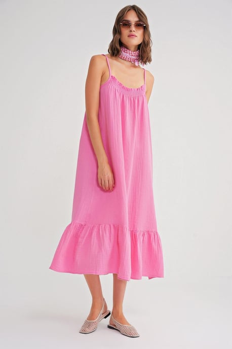 Midi Muslin Jurk met Rimpeldetail - Image 2