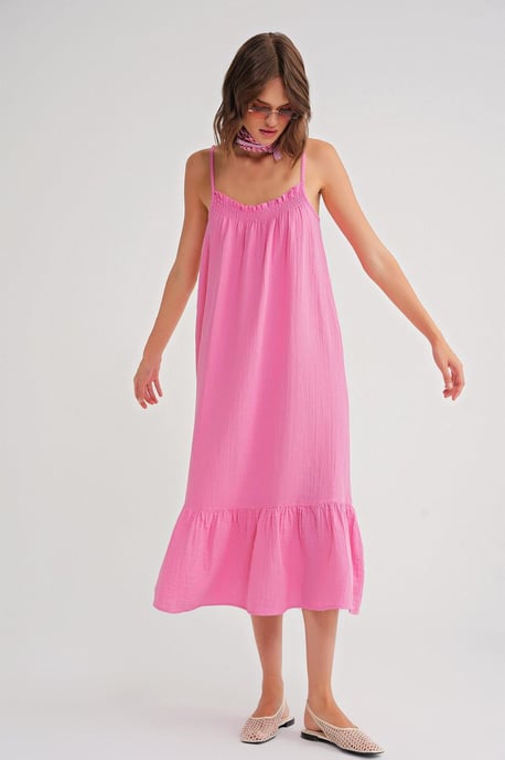 Midi Muslin Jurk met Rimpeldetail - Image 3