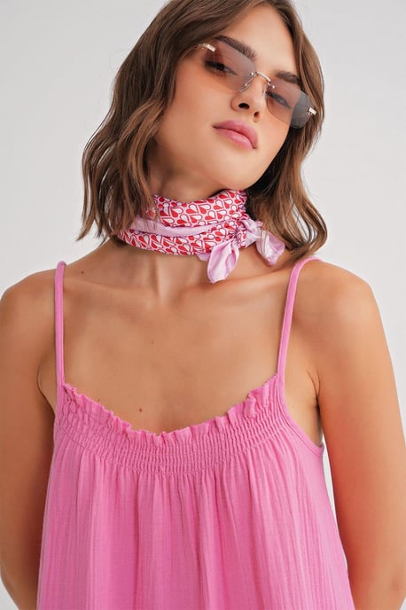 Midi Muslin Jurk met Rimpeldetail - Image 4