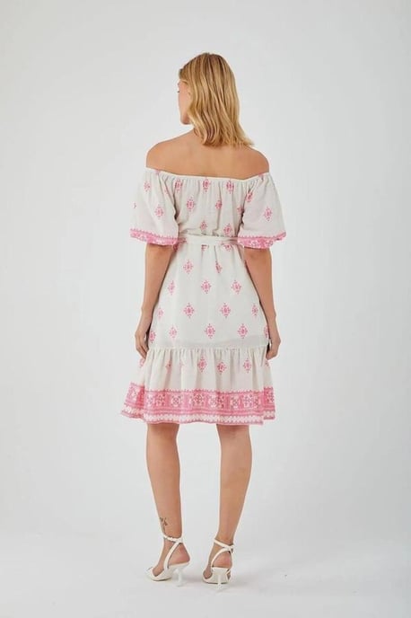 Blommig Off Shoulder Midi Klänning - Image 3