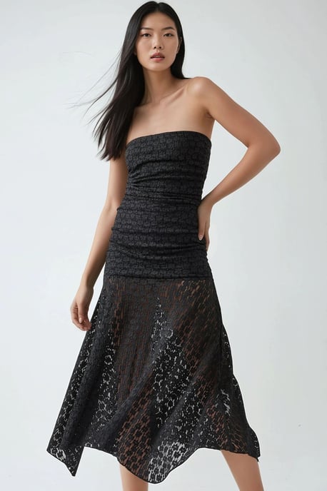 Strapless Kant Midi Jurk - Image 1