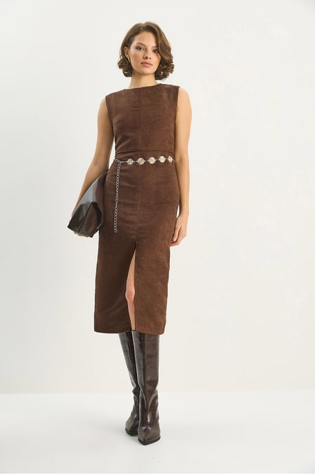 Faux Suede Midi Klänning - Image 2