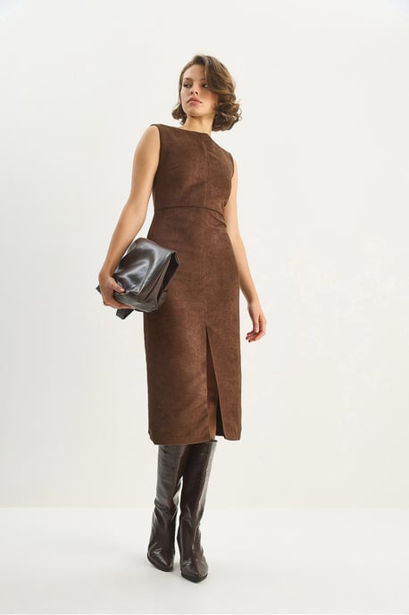 Faux Suede Midi Klänning - Image 3