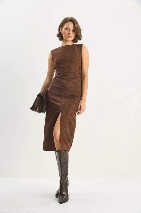 Faux Suede Midi Klänning - Image 4