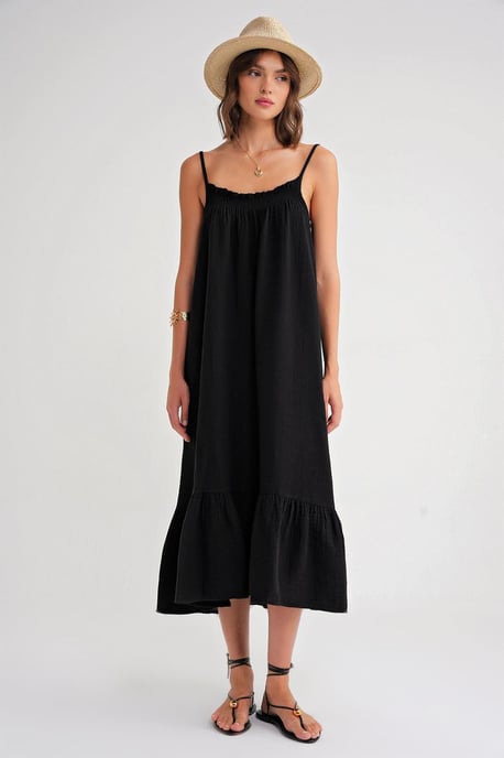 Midi Mousseline Jurk met Rimpel Detail - Image 2