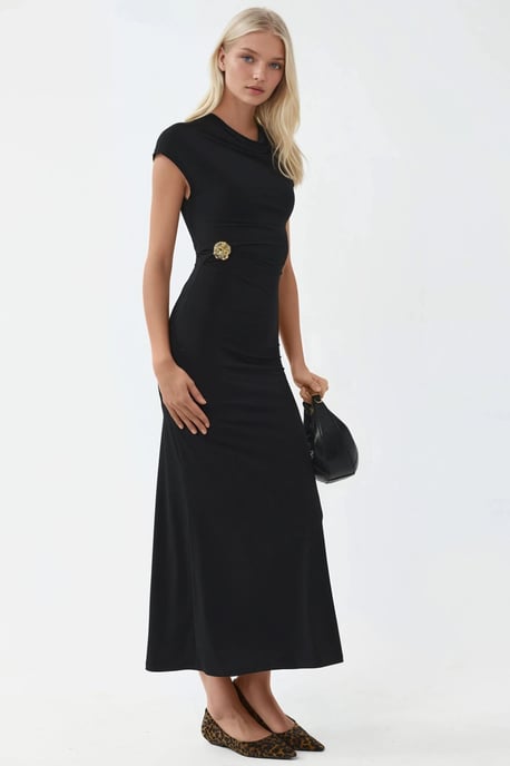 Midi-jurk met stenen accessoire - Image 3
