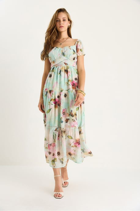 Midi-jurk met hartkraag en bloemenprint - Image 3