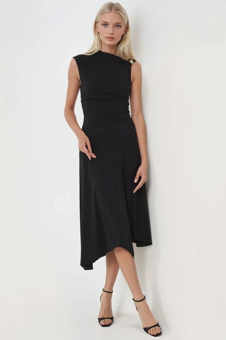 Accessoire Gedetailleerde Asymmetrische Midi-jurk - Image 4