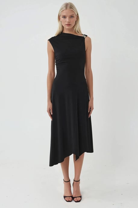 Accessoire Gedetailleerde Asymmetrische Midi-jurk - Image 6