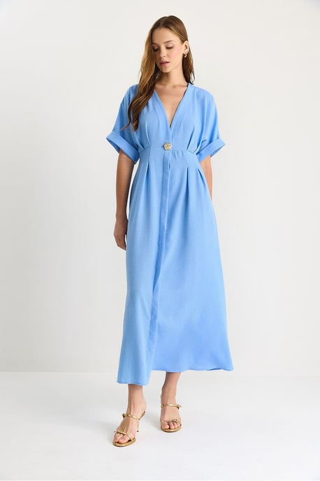 V-hals Midi-jurk met Split - Image 2
