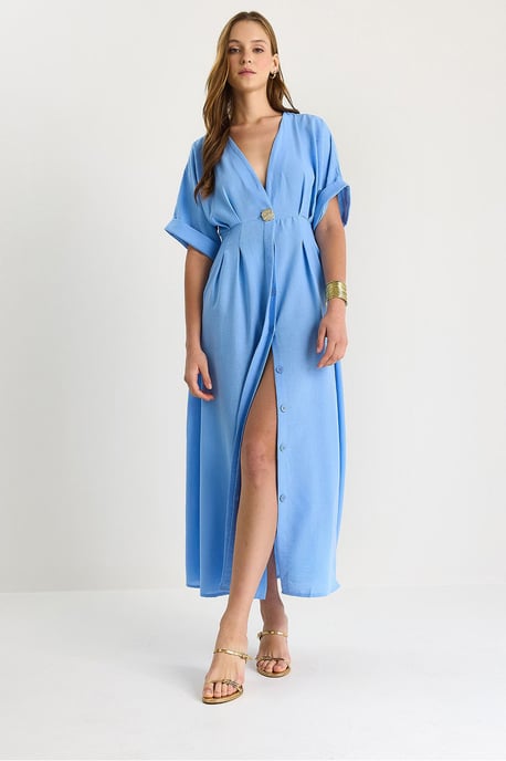 V-hals Midi-jurk met Split - Image 3