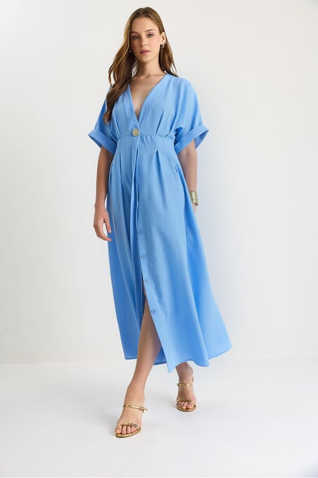 V-hals Midi-jurk met Split - Image 4