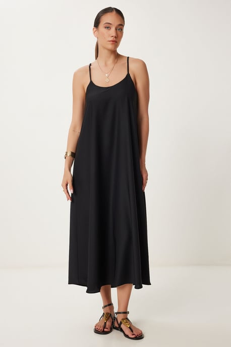Losse Midi Jurk met U-Hals - Image 1