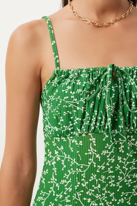 Blommig Bodycon Midi Klänning med Sprund - Image 5
