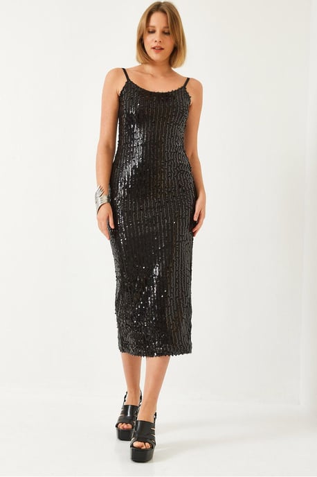 Bandeau Midi Bodycon Jurk met Sequins Details - Image 1