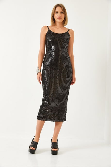 Bandeau Midi Bodycon Jurk met Sequins Details - Image 3