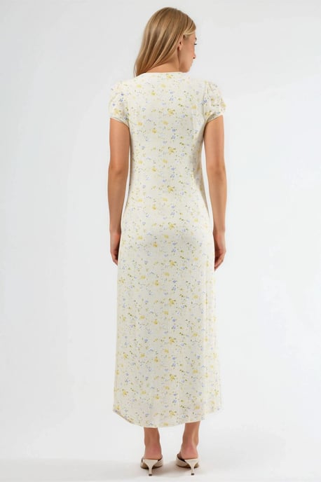 Bloemige U-hals Midi-jurk met Strikdetail - Image 3