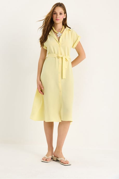 V-hals Midi-jurk met knopen en binddetails - Image 2