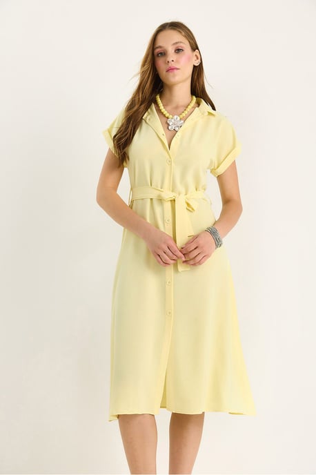 V-hals Midi-jurk met knopen en binddetails - Image 3