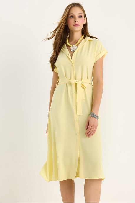 V-hals Midi-jurk met knopen en binddetails - Image 4