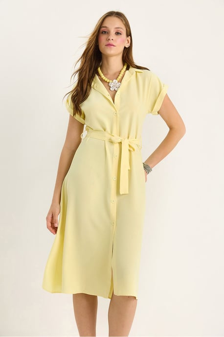 V-hals Midi-jurk met knopen en binddetails - Image 5