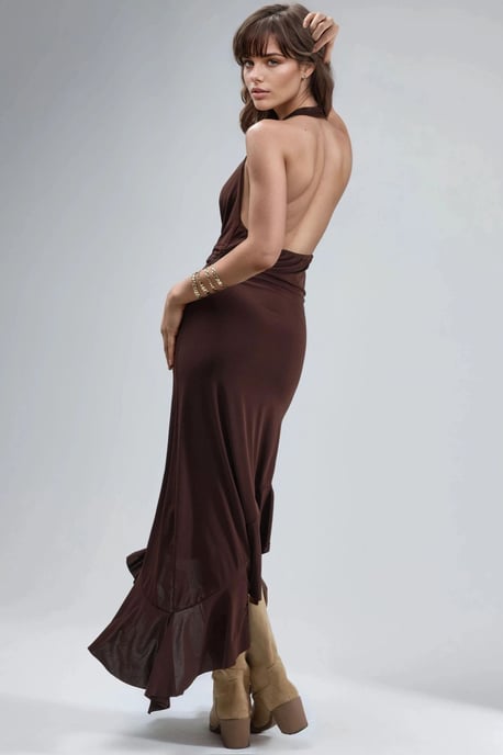 Cowl-Neck Midi-Jurk met Drapeerdetail - Image 3