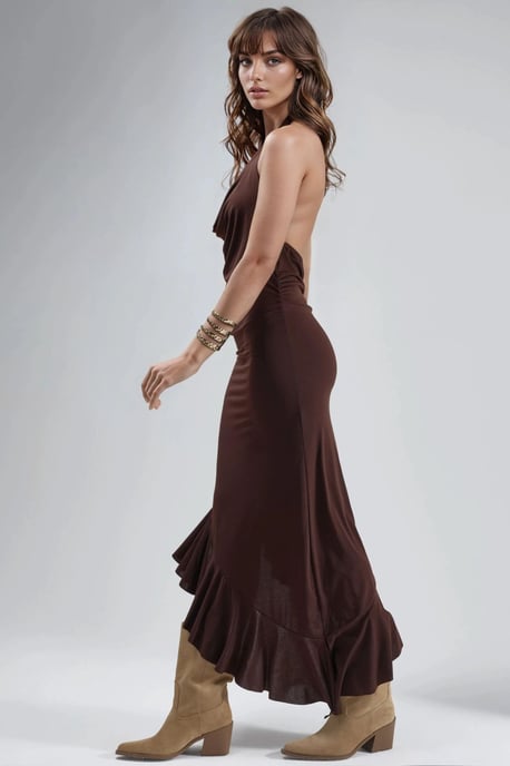 Cowl-Neck Midi-Jurk met Drapeerdetail - Image 4