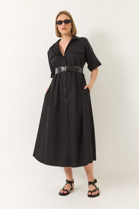 Midi-jurk met shirtkraag en knoopsluiting - Image 2