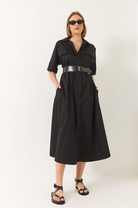 Midi-jurk met shirtkraag en knoopsluiting - Image 3