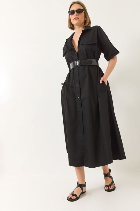 Midi-jurk met shirtkraag en knoopsluiting - Image 4