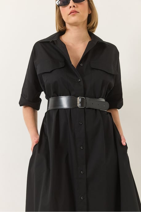 Midi-jurk met shirtkraag en knoopsluiting - Image 5