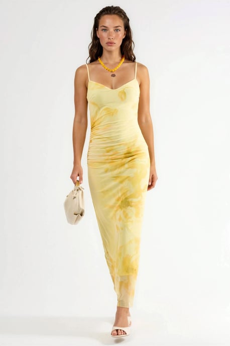 Floral Bodycon Midi-jurk met Drapé - Image 1