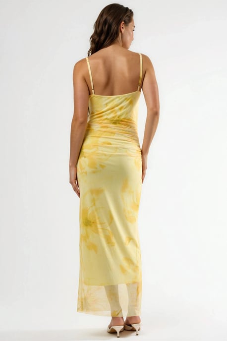 Floral Bodycon Midi-jurk met Drapé - Image 3
