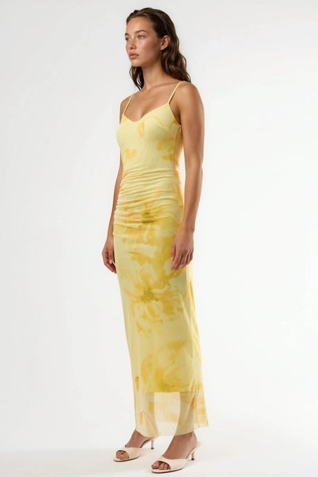 Floral Bodycon Midi-jurk met Drapé - Image 4