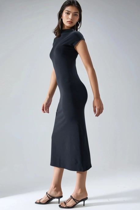 Slim Fit Crewneck Midi-jurk - Image 4