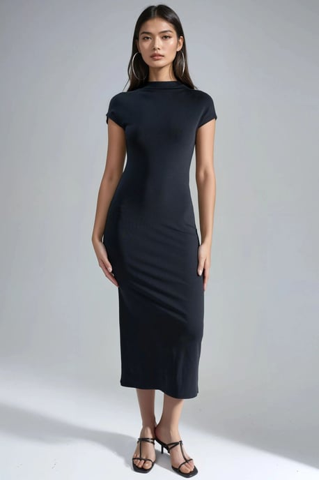Slim Fit Crewneck Midi-jurk - Image 6