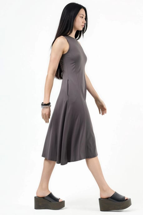 Mouwloze Midi-jurk met Zakken - Image 3
