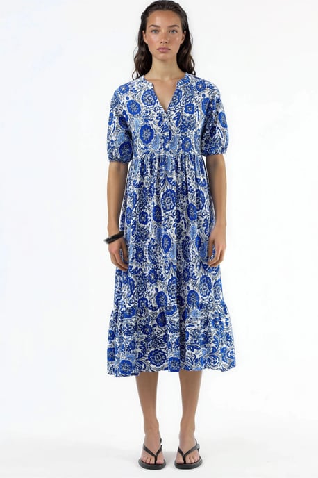 Blommig Crepe Midi Klänning med Tre Kvartärärmar - Image 5