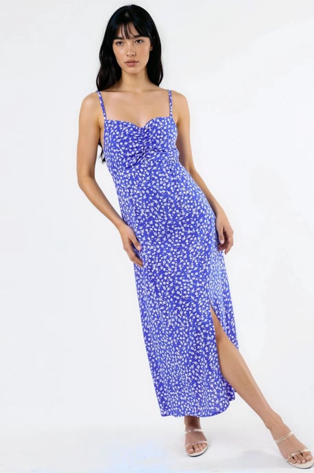 Bloemen Midi Slip Dress met Hartkraag - Image 1