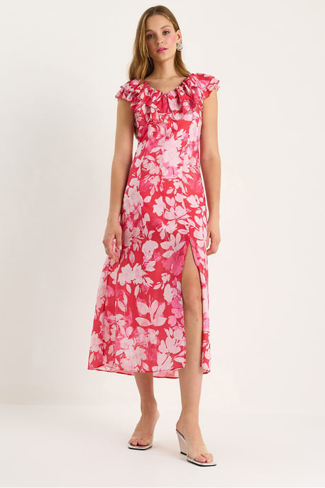 Midi-jurk met ruchesdetails - Image 1