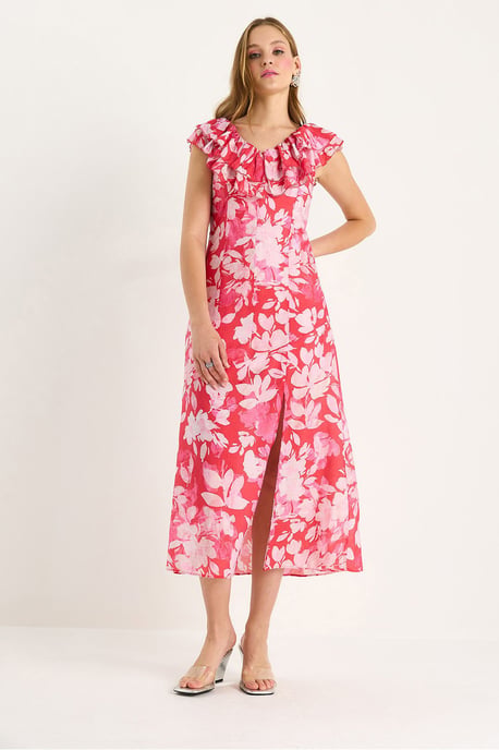 Midi-jurk met ruchesdetails - Image 4