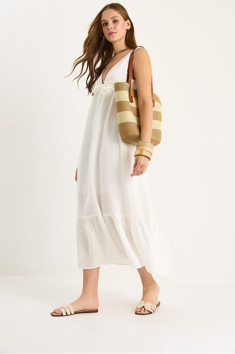 A-Form Fit Midi-jurk met V-hals en binddetail - Image 4