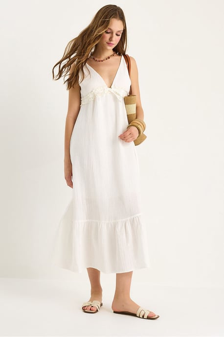 A-Form Fit Midi-jurk met V-hals en binddetail - Image 5