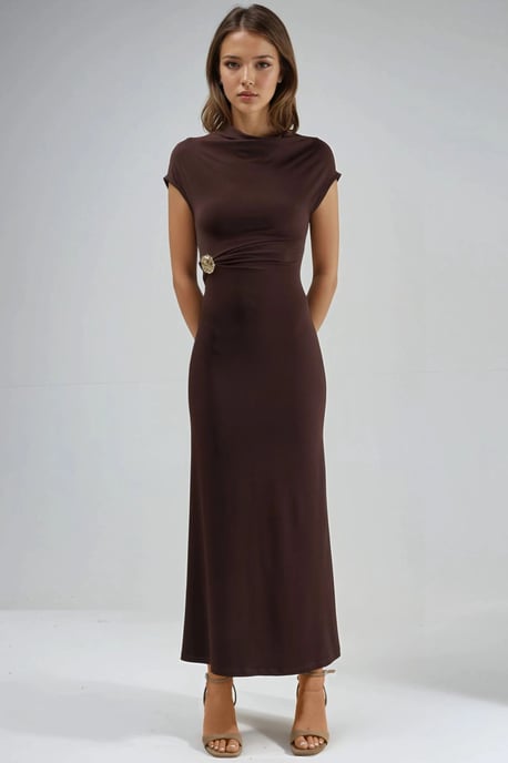 Midi-jurk met stenen accessoire - Image 2
