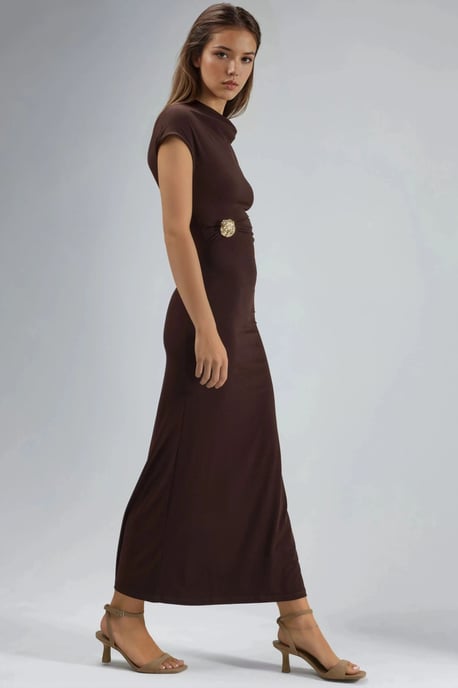 Midi-jurk met stenen accessoire - Image 3