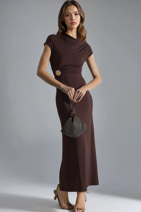 Midi-jurk met stenen accessoire - Image 6